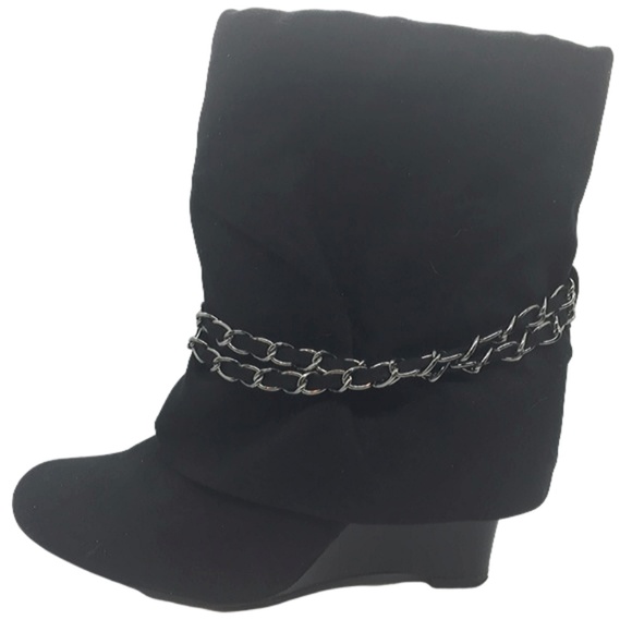 Apt. 9 Shoes - SALE! Black suede wedge booties with chain